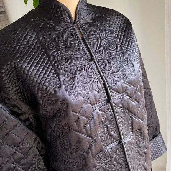 Victoria's Secret Collection 100% Silk Japanese Style Floral Quilted Jacket S - Picture 8 of 13